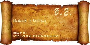 Babik Etelka névjegykártya